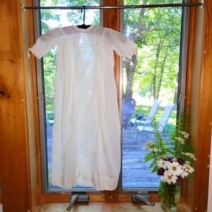 Vintage Cotton Embroidered Estate Baby Christening Gown White Old Doll